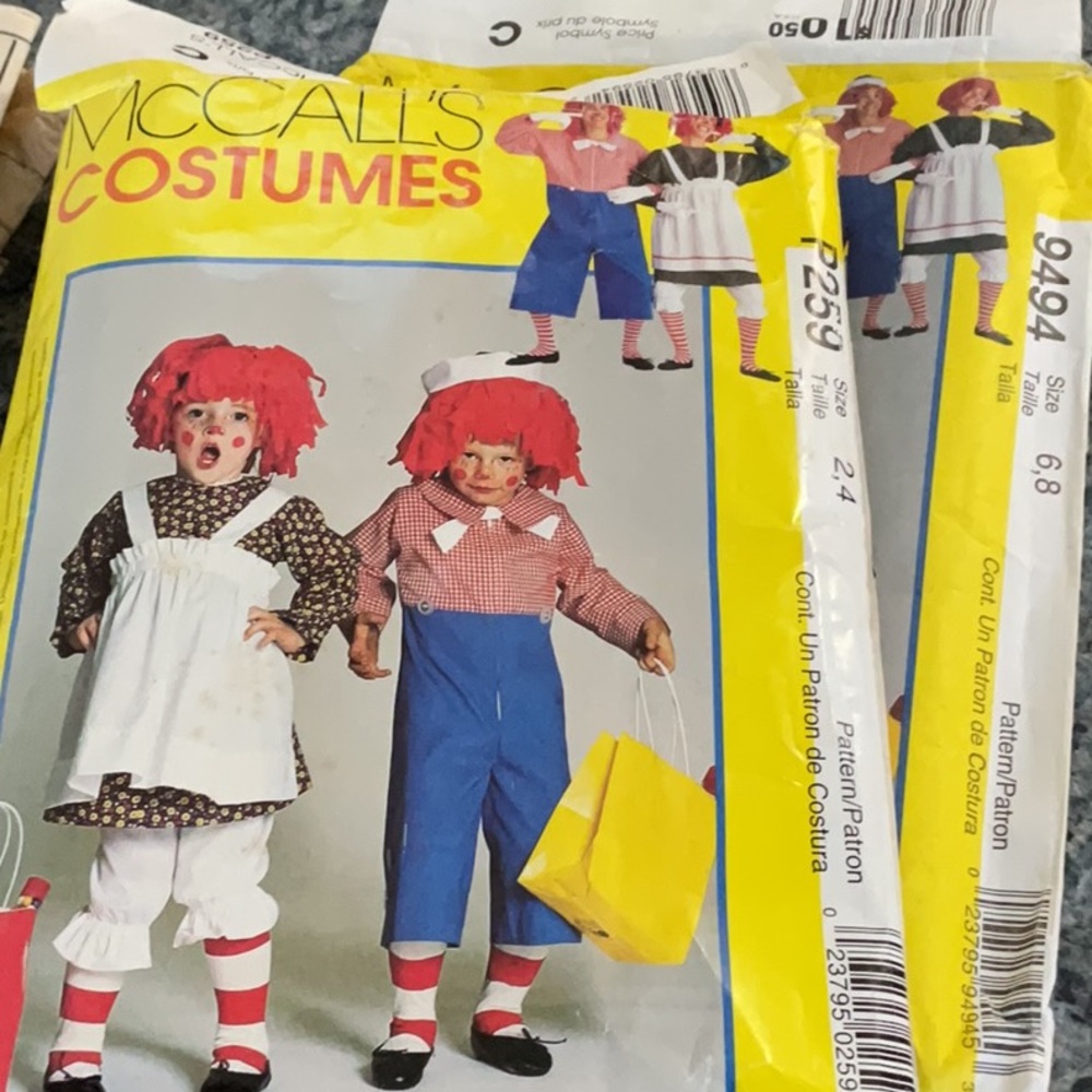 McCall’s Raggedy Ann and Andy patterns.